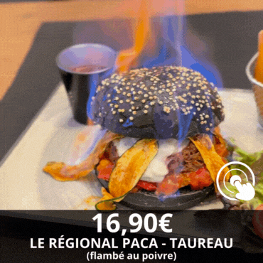 Burger flambé Le Régional paca - Restaurant Le Globe Trotteur Lorient